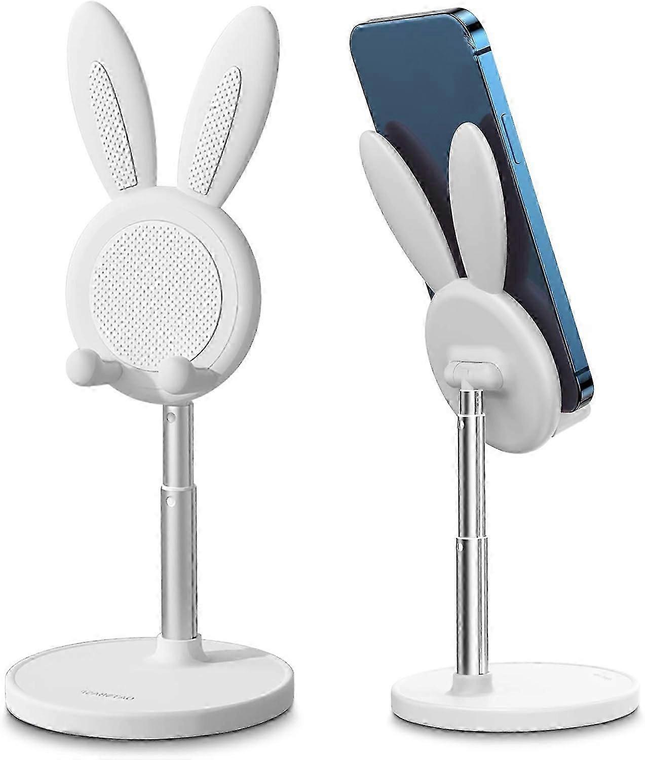2pcs Cute Bunny Phone Stand - Adjustable, Thick Case Friendly Desk Holder