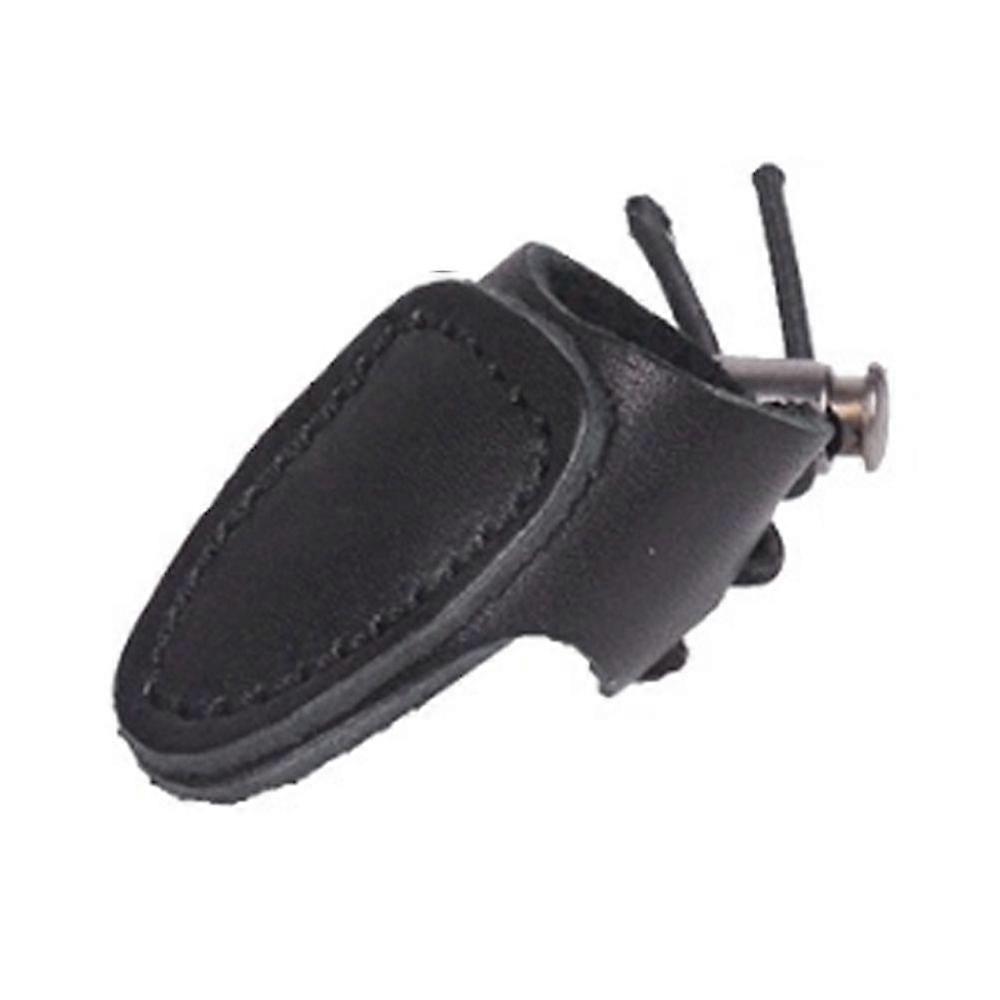 Archery Finger Guard with Soft Leather Thumb Ring, Black