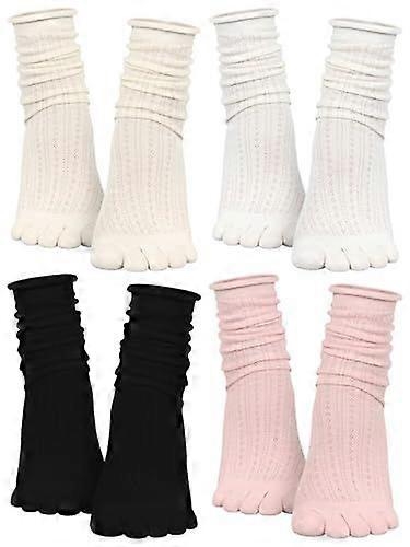 Women's Cotton Mesh Five Toe Socks Breathable Separate Toe Socks 4-Pack