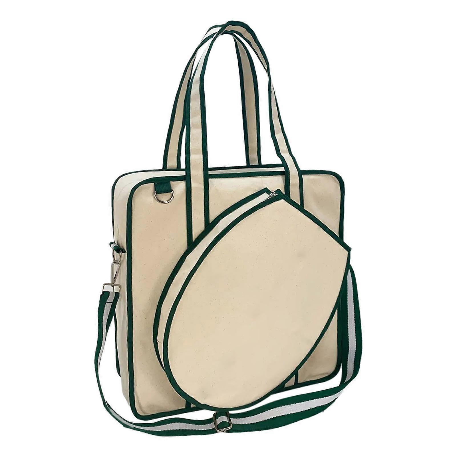 Tennis Racket Bag with Spacious Storage, Durable Canvas Badminton Tote, Adjustable Shoulder Strap