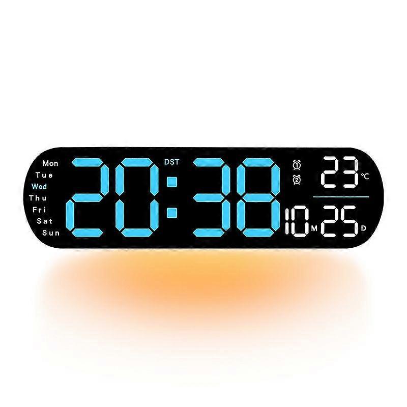 Remote Control Digital Display Atmosphere Light Wall Clock, Color: Blue