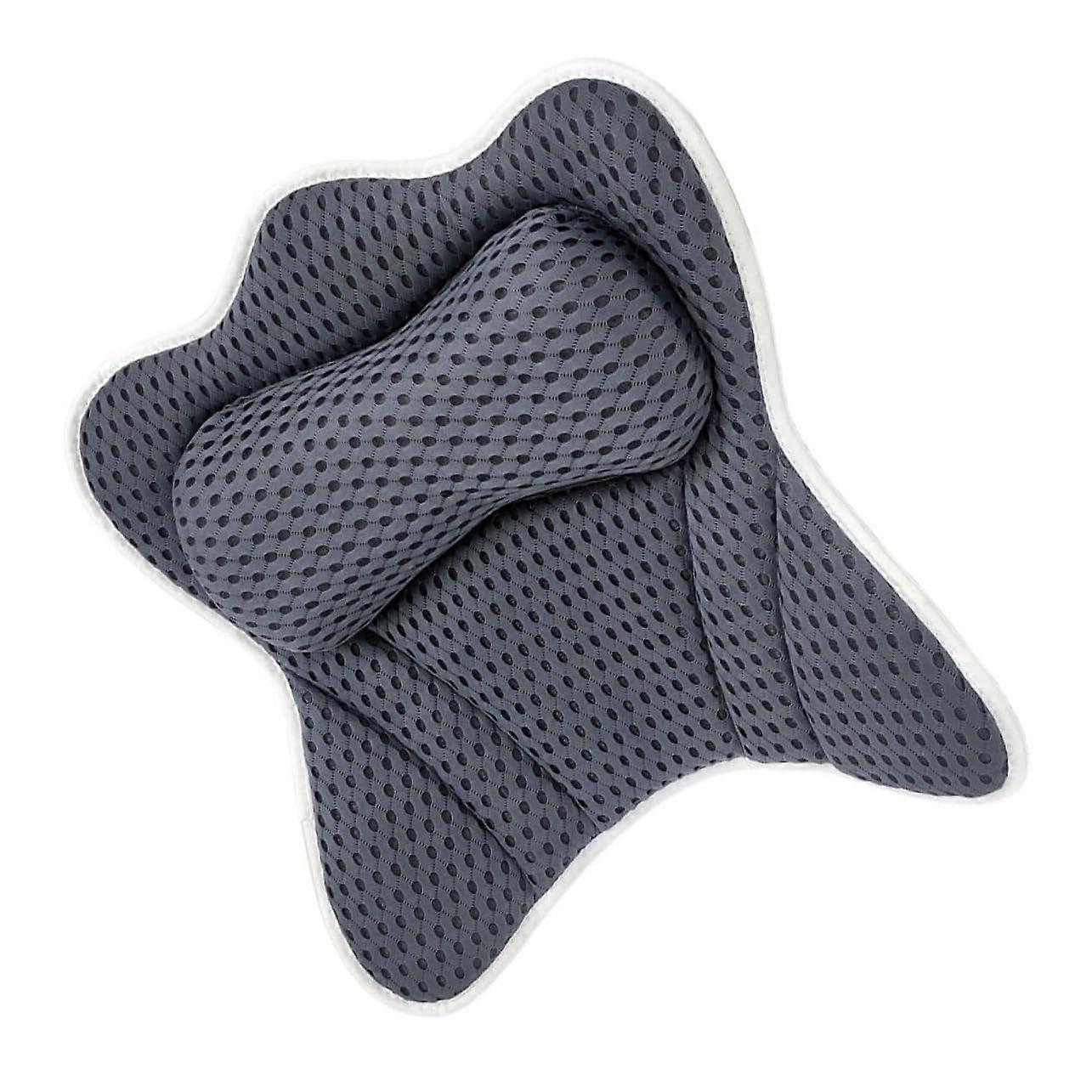 Bath Pillow with Suction Cups Ergonomic Bathtub Headrest for Neck Support Breathable Mesh Design