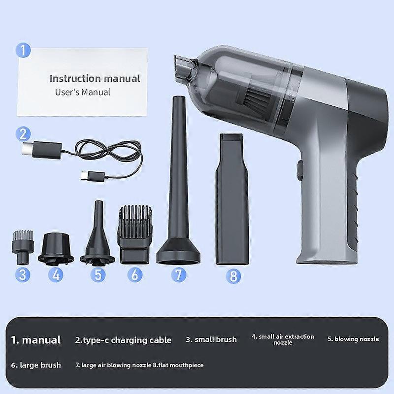 handheld wireless car vacuum cleaner with suction and blowing functions for efficient cleaning