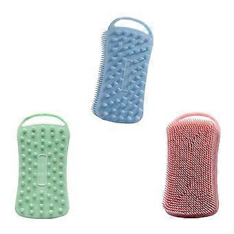 3pcs Double Sided Silicone Bath Brush Set for Deep Cleaning and Gentle Hair Wash