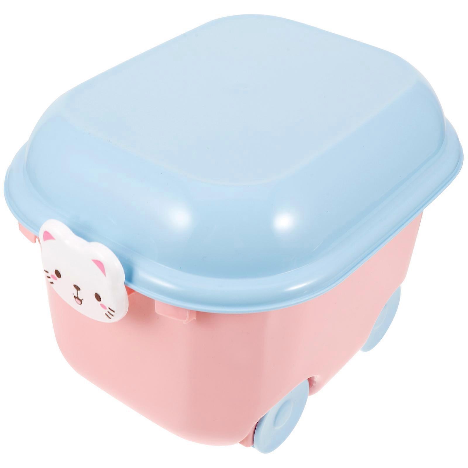 Blue Cartoon Toy Storage Box with Pull Handle for Storage Use