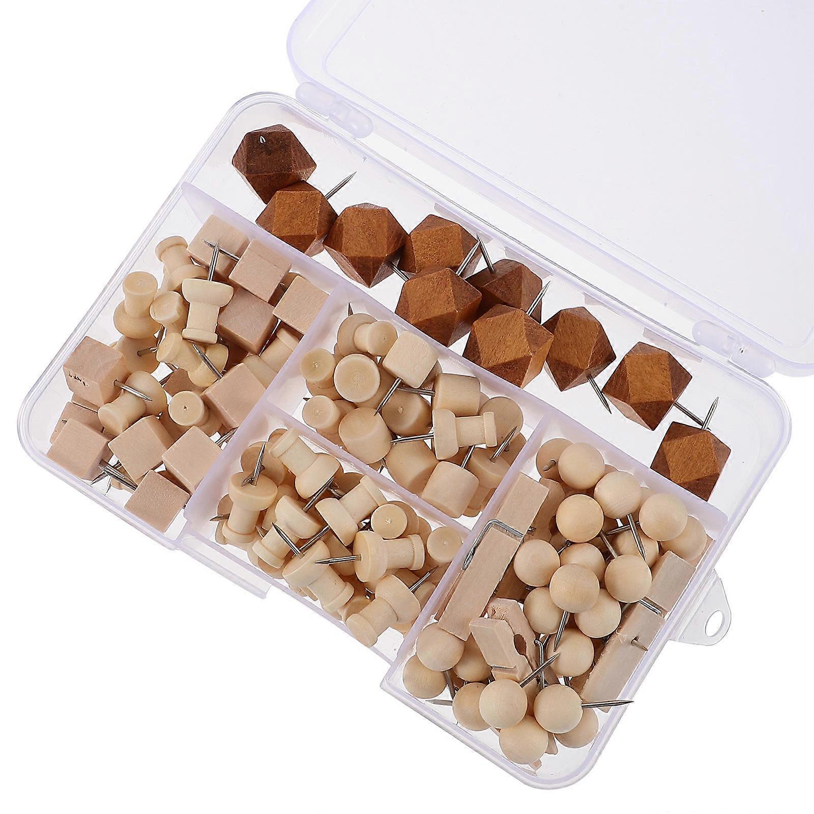 Photos Wall Pushpins Wood Thumb Tacks for Fixing 1 Box Multi-Function Design
