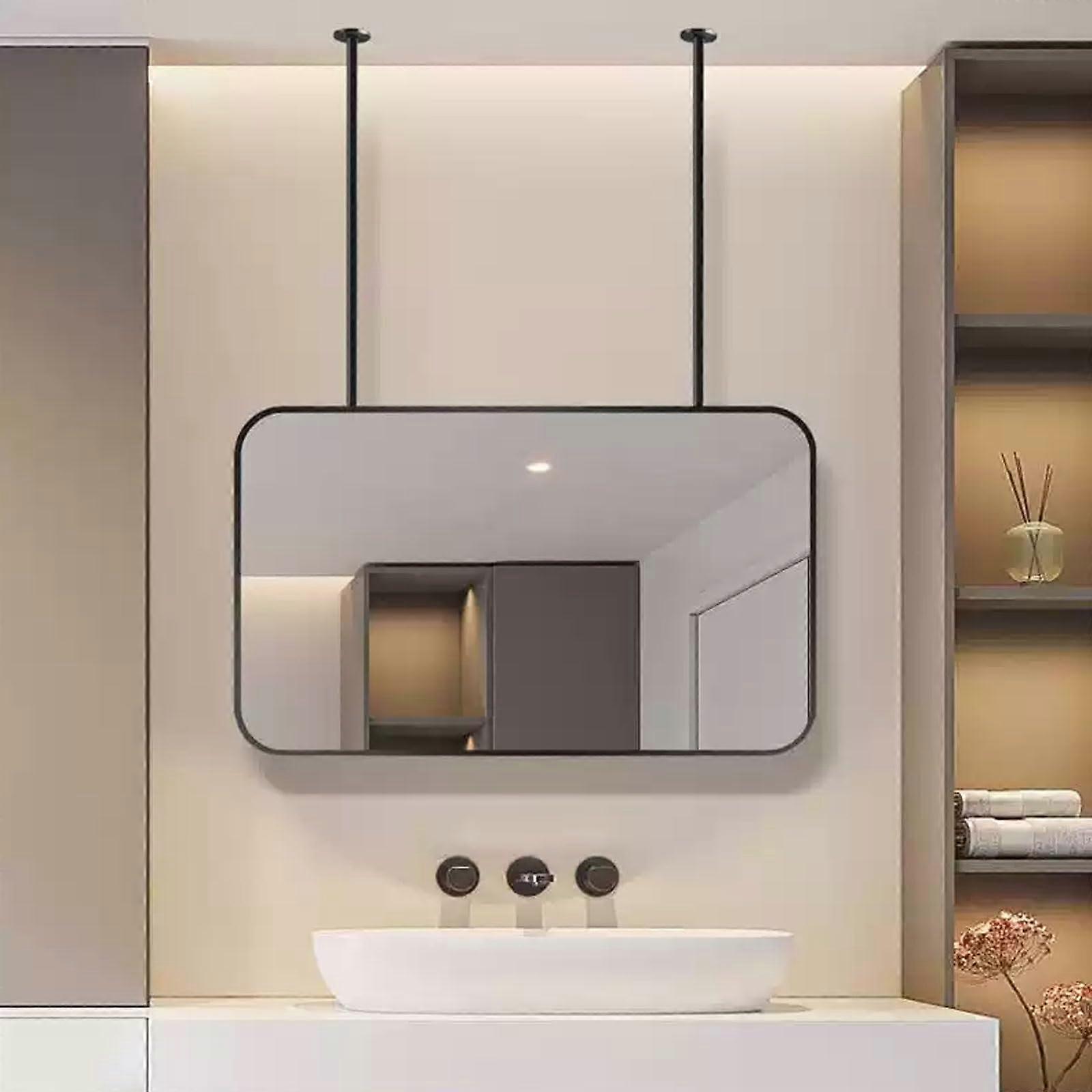 Large Rectangular Ceiling Mounted Mirror 47.2x23.6in Black Metal Frame for Bathroom or Hotel