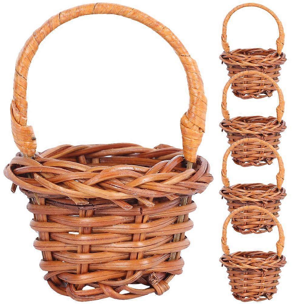 5pcs Decorative Tiny Baskets Household Woven Baskets Multi-function Flower Baskets