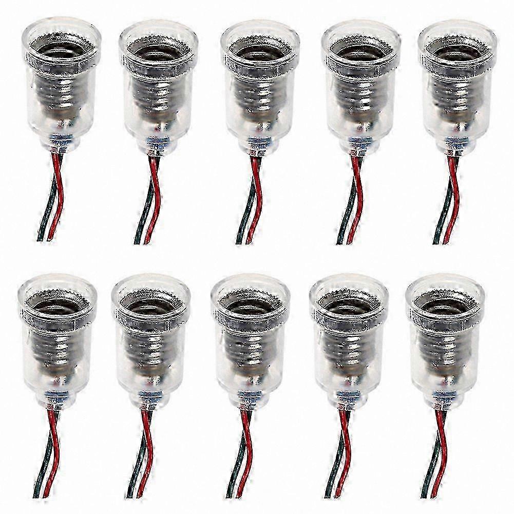 10 Pack E10 LED Bulb Base Socket with Wire for Circuit Projects Small Screw Mount Light Holders