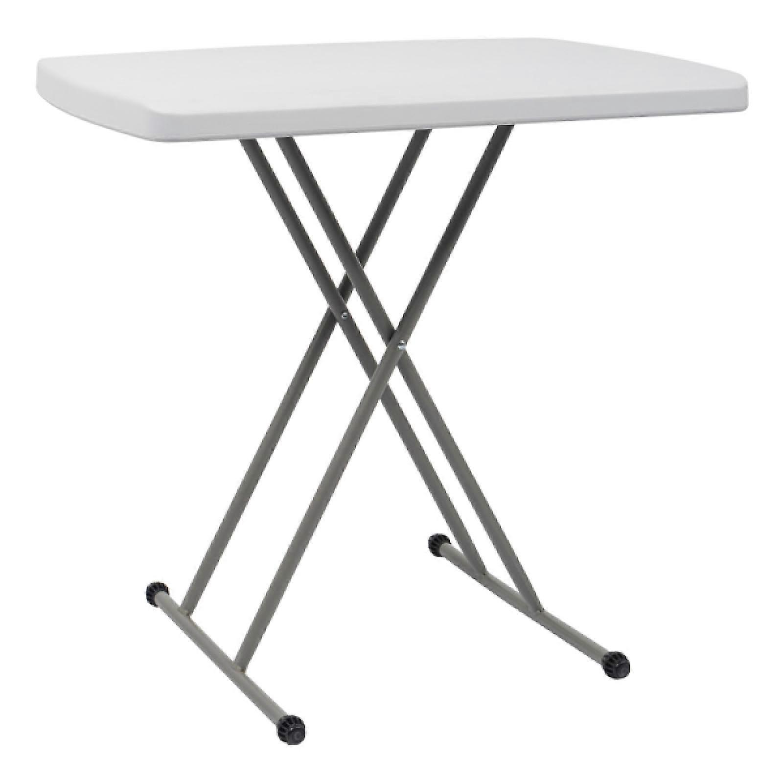 White Outdoor Plastic Table 30x20in Adjustable Height Design SpaceSaving Durable Patio Table