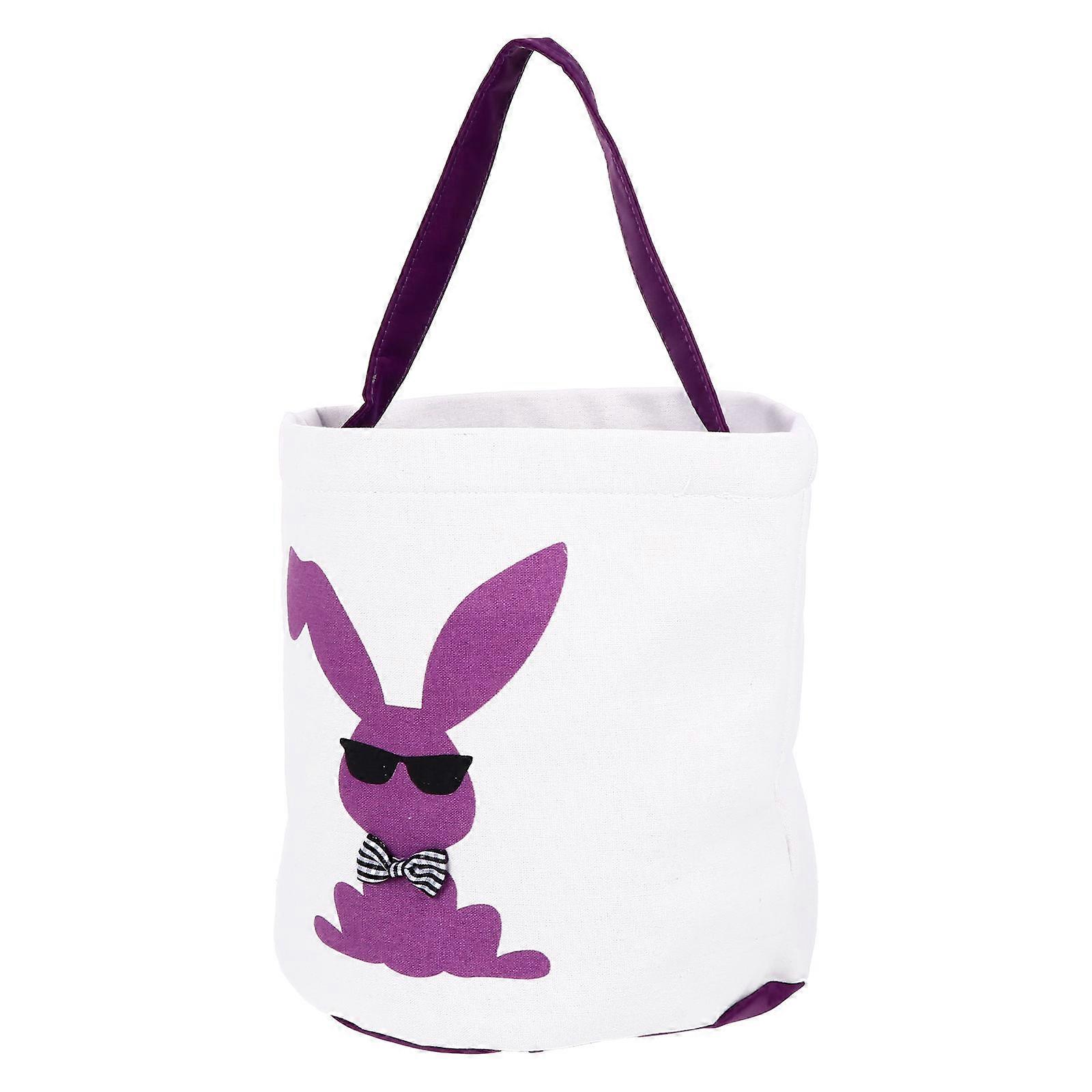 Rabbit Pattern Candy Bucket Canvas Easter Candy Bag for Storage 1Pcs