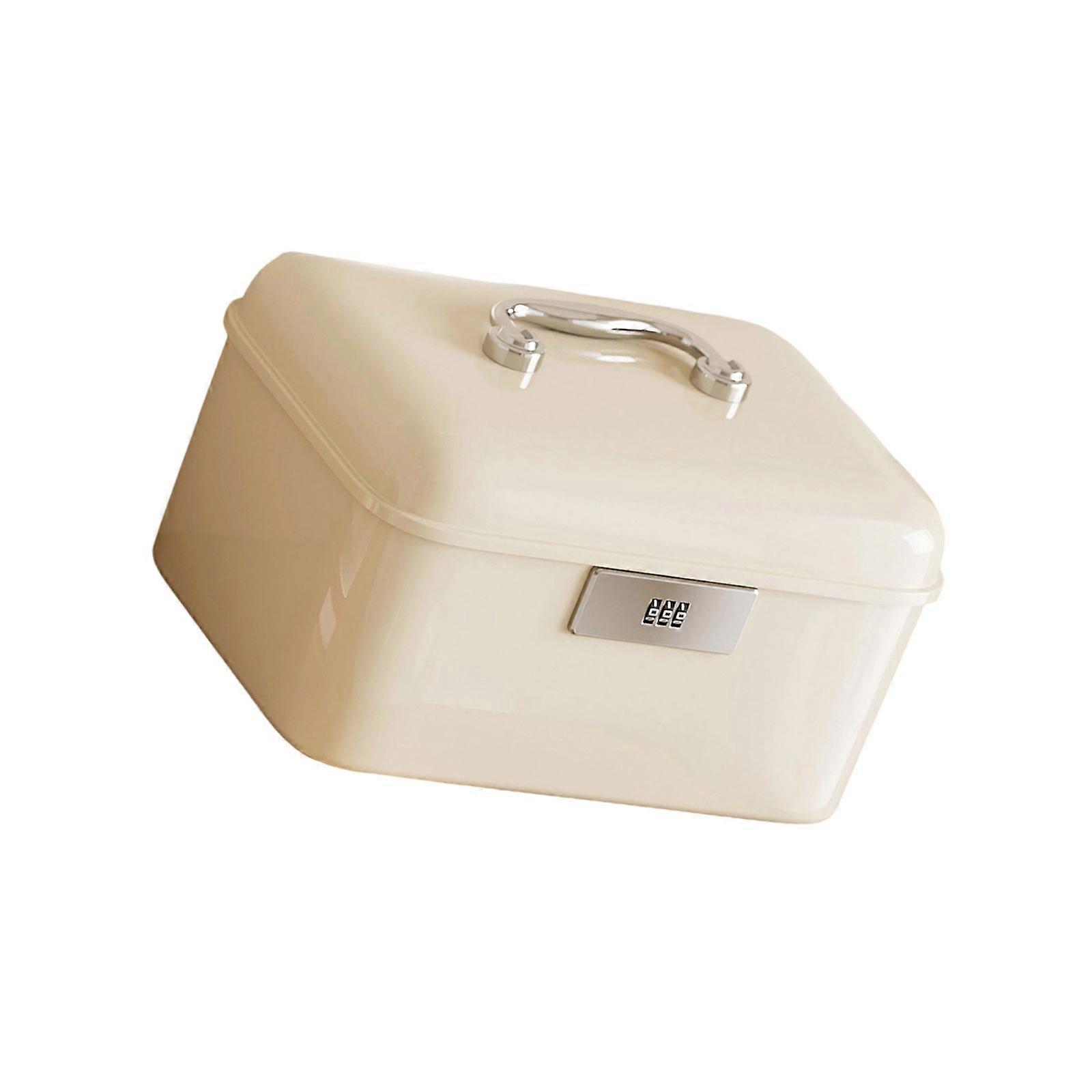 Convenient Portable Lock Box With 3 Number Security Code Household Organizers Ideal For Travel Office And Household Use  White