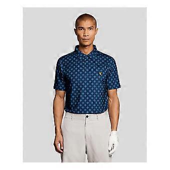 Lyle & Scott Herren-Golfpolo mit Argyle-Print, Marineblau, Pfingstrose