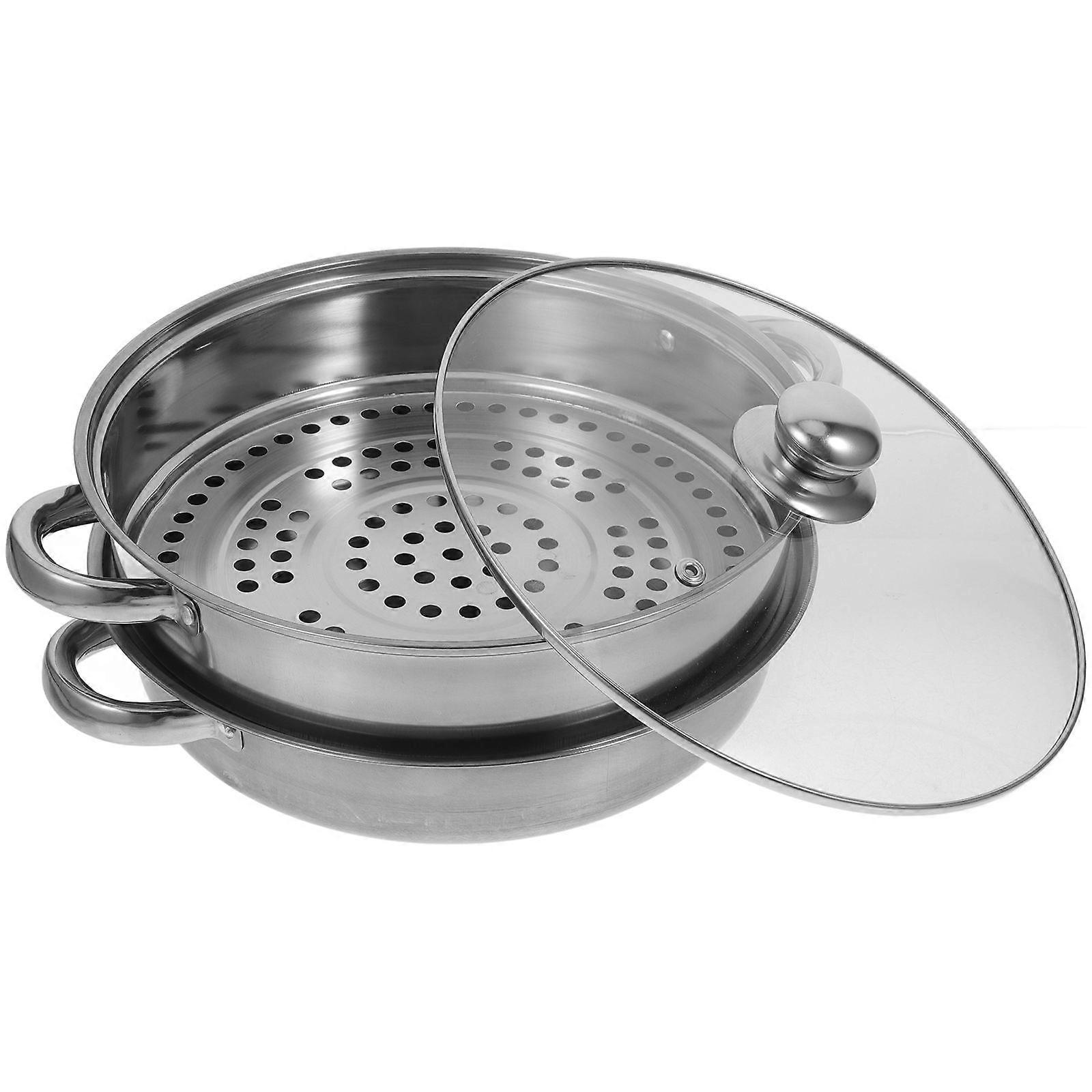Steam Pots For Cooking Double Layer Design Round Shape Home Users 1Set