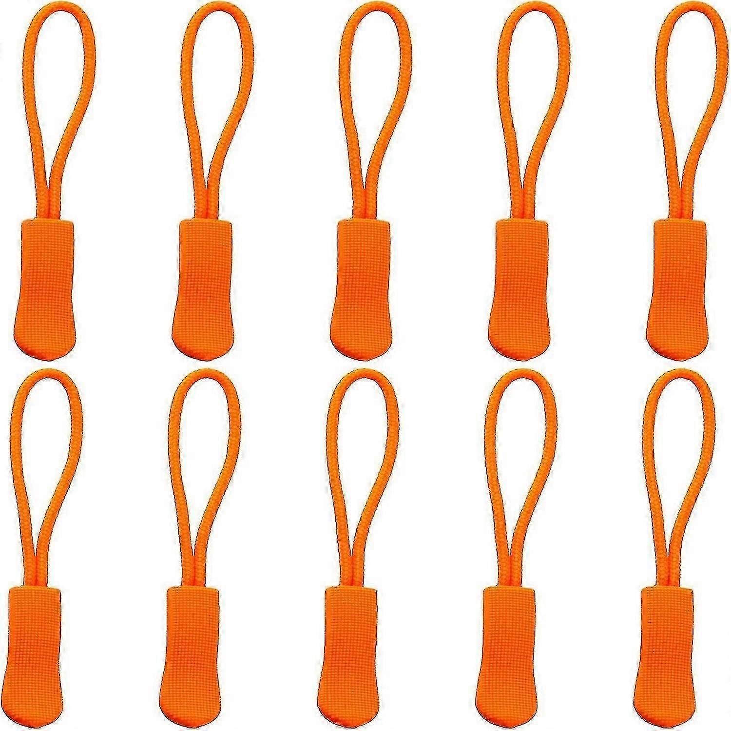 10Pcs Replacement Zipper Pulls Orange Zipper Pull Cord Extender, Orange