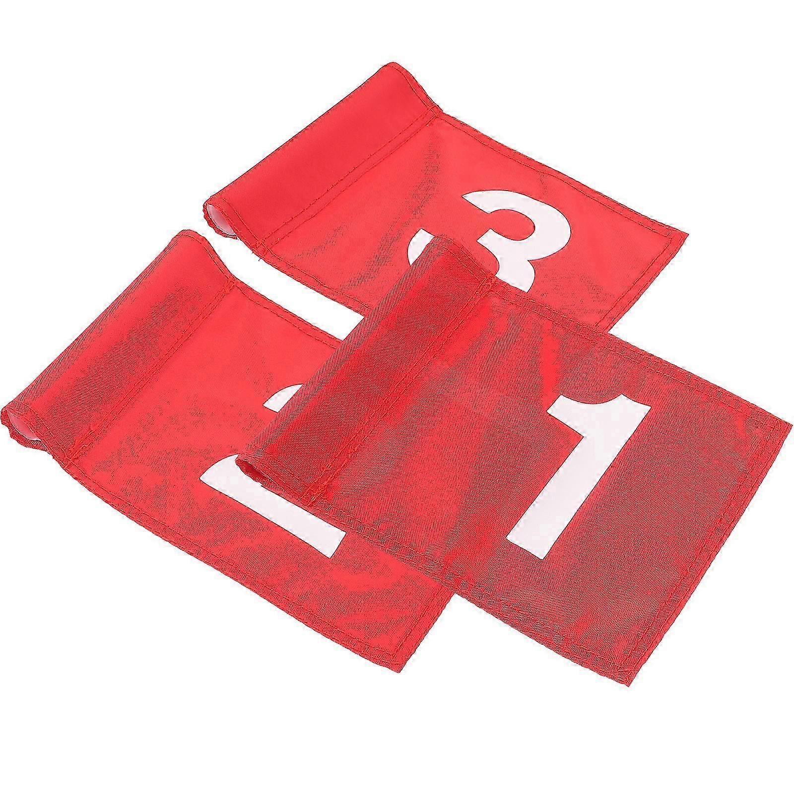 Red Golfing Flags for Training 3Pcs Nylon Golf Flags Numbered