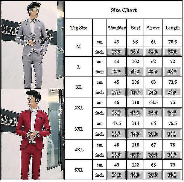 Mens Formal Suit Blazer Jacket + Trousers Sets