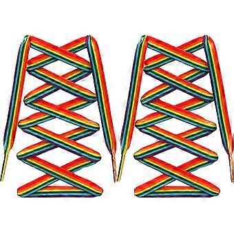 2 Pairs Colorful Gradient Flat Canvas Shoelaces Polyester Woven Sneakers Shoelace 160cm Casual Footwear Shoe Ties for Athletic and Everyday Use