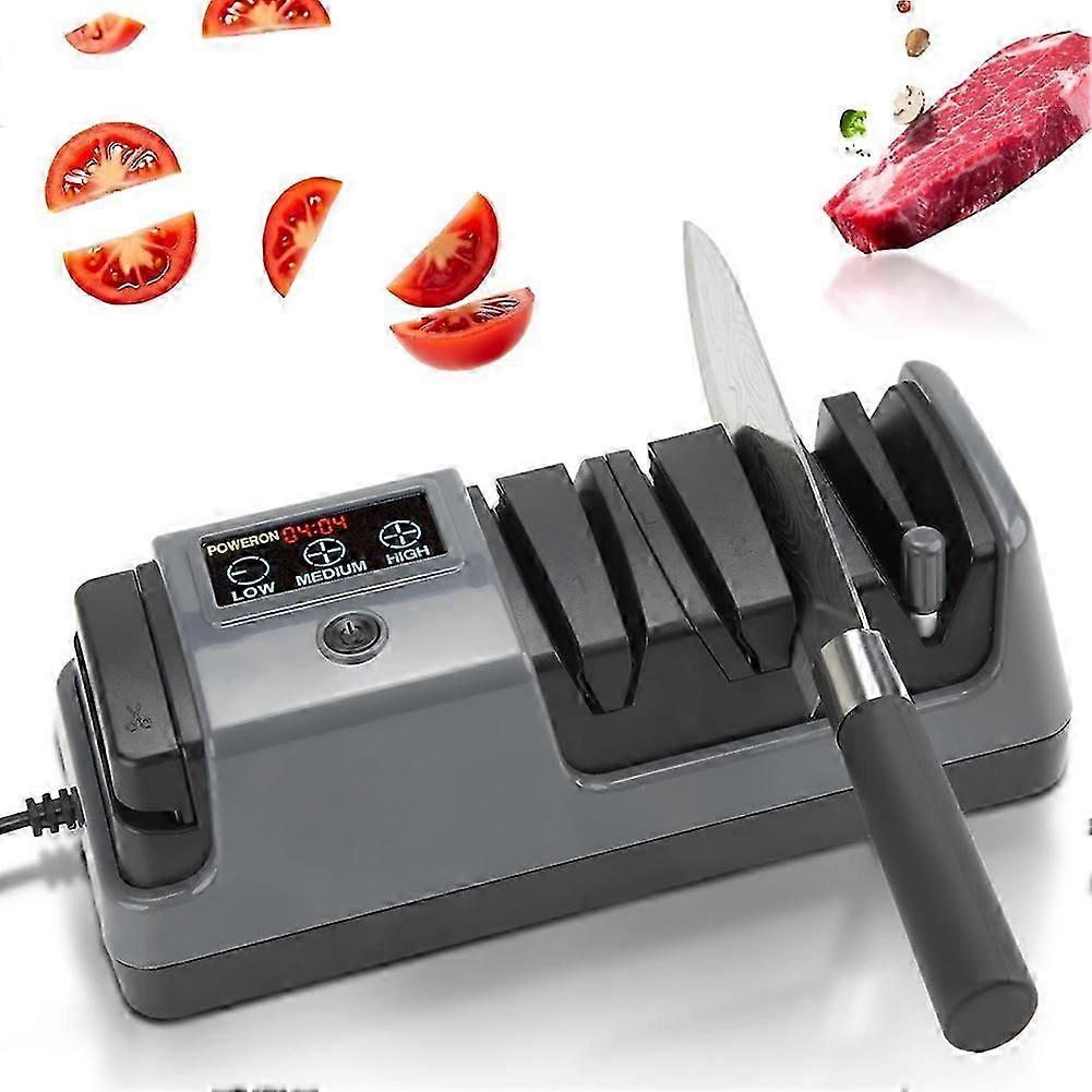 Electric Knife Sharpener,5in1 Multifunctional 3-Speed Variable Professional Knife Sharpener with Screen for Straight(US)