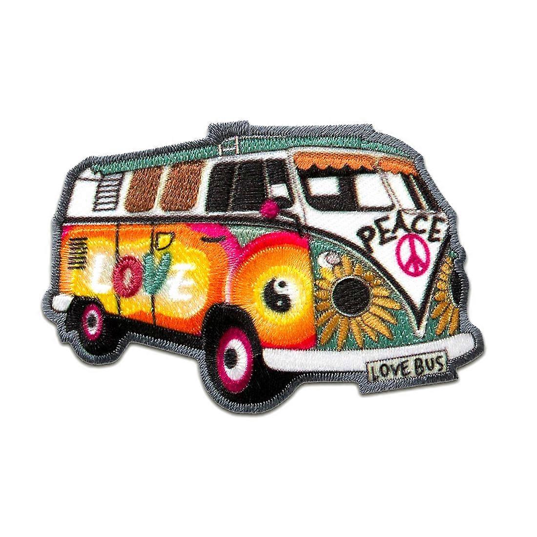 Patch / iron-on patch - Hippie Bus Love Peace Auto - colorful - 7,2x4,8cm - patch