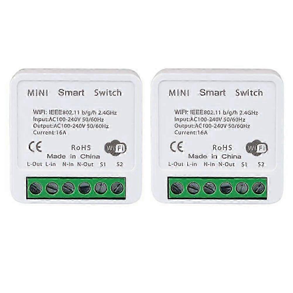 2PCS WiFi Smart Switch Light Switch, APP Remote Control, Voice Control, DIY Mode, Timer Function, LAN Control, 2 Way 16A