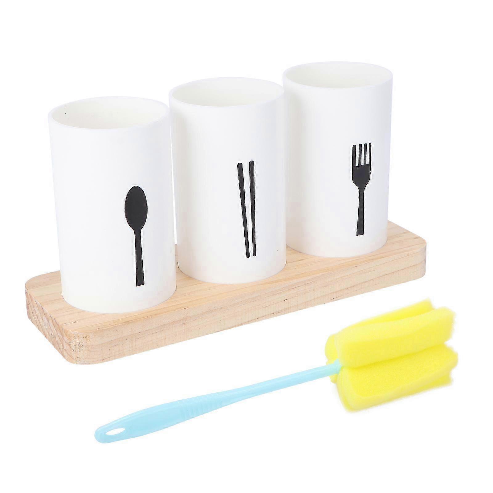 Utensil Organizer Multifunctional Flatware Holder with Draining Base 1Pcs