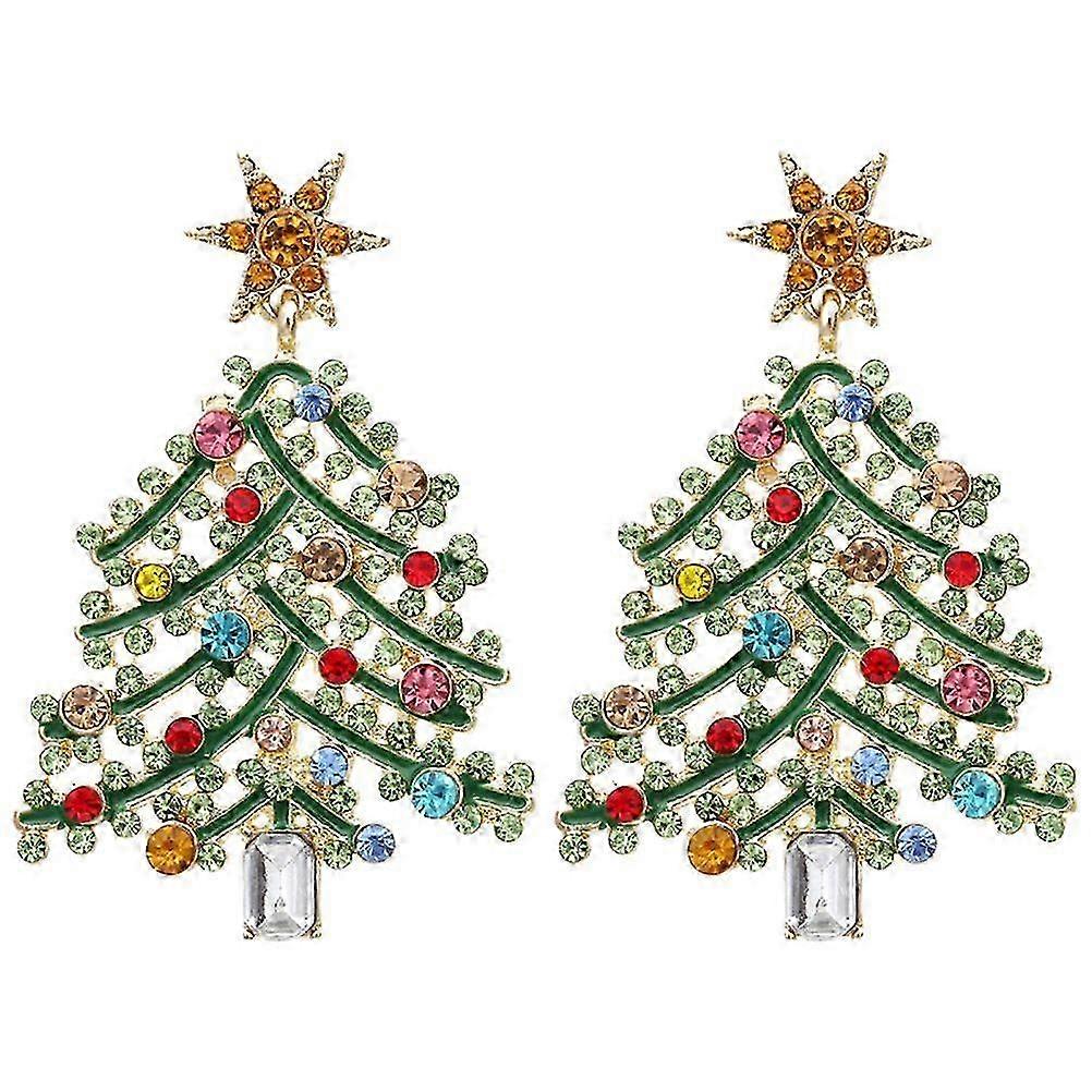 1 Pair Ear Stud Post Earring Xmas Tree Shape Festive Earring Statement Earring