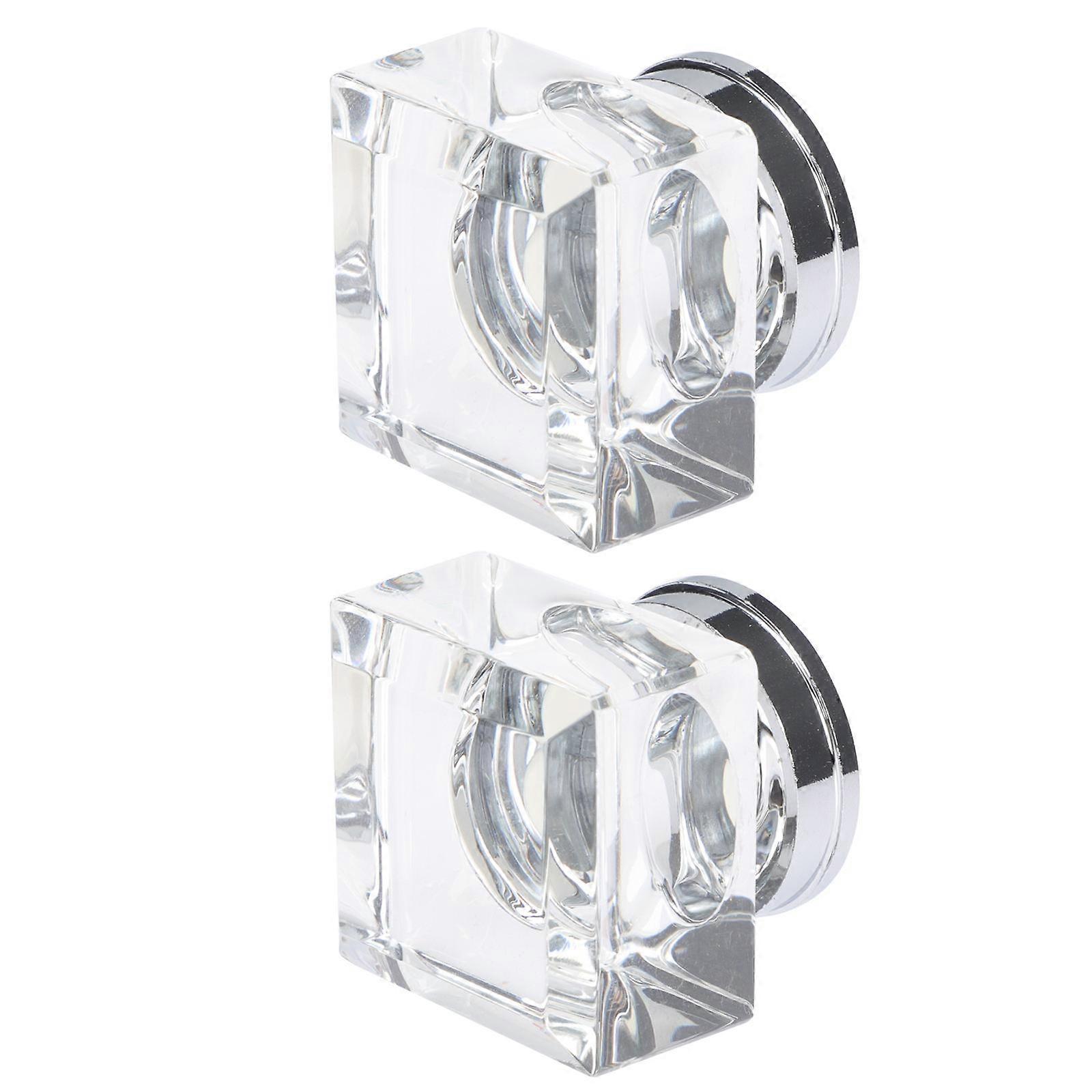 2Pcs Clear Square Crystal Drawer Knobs Crystal Square Dresser Knobs Cabinet Handles
