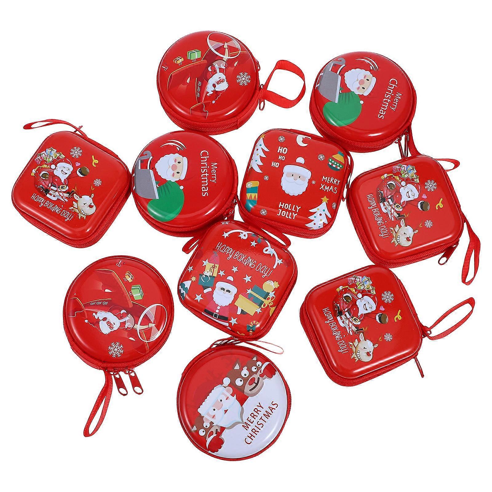 10pcs Creative Mini Zipper Coin Purses Christmas Change Purses Random Pattern