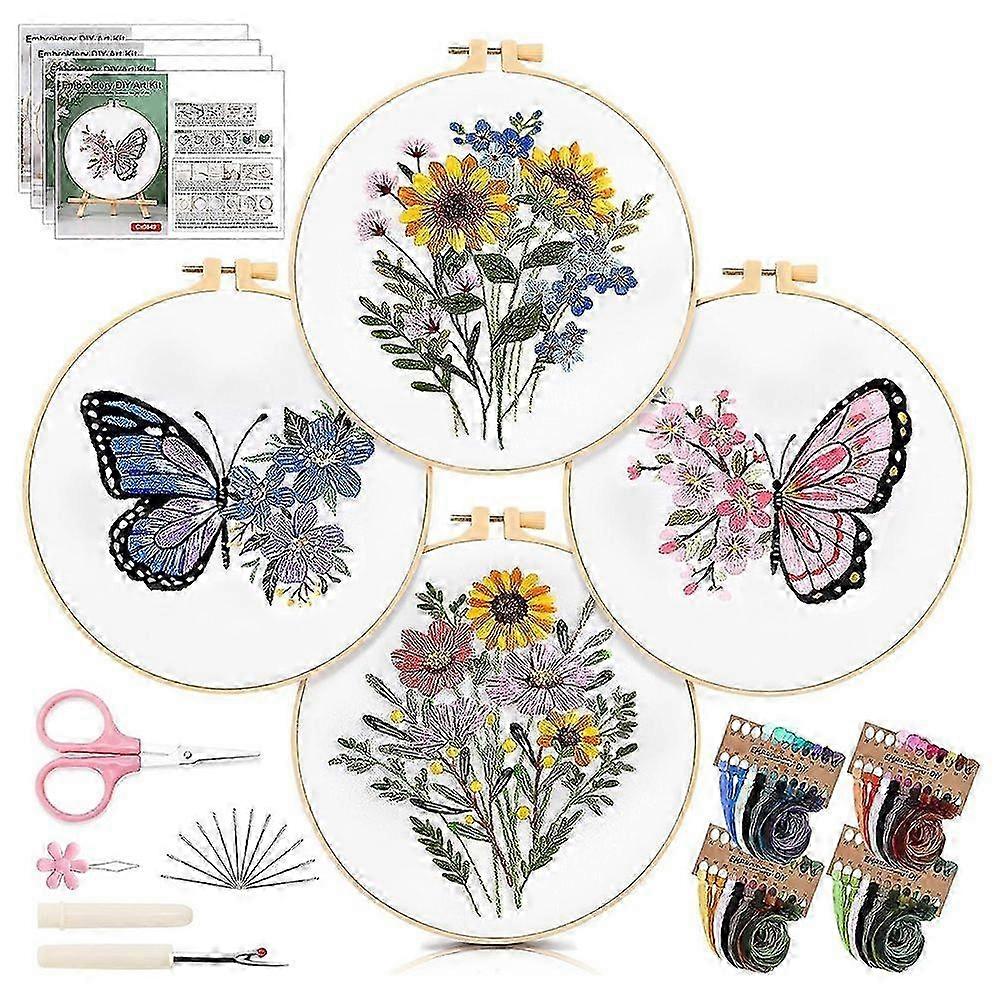 Embroidery Kit compatible with Beginners: Complete Set with Patterns, Hoops, Scissors, and More