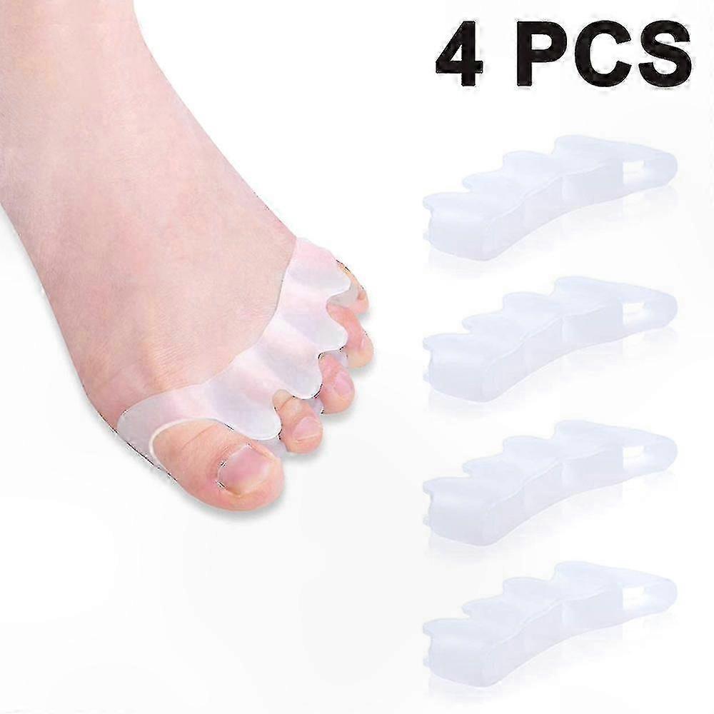 Toe Separators, 4 Pcs, White, for Overlapping and Crooked Toes