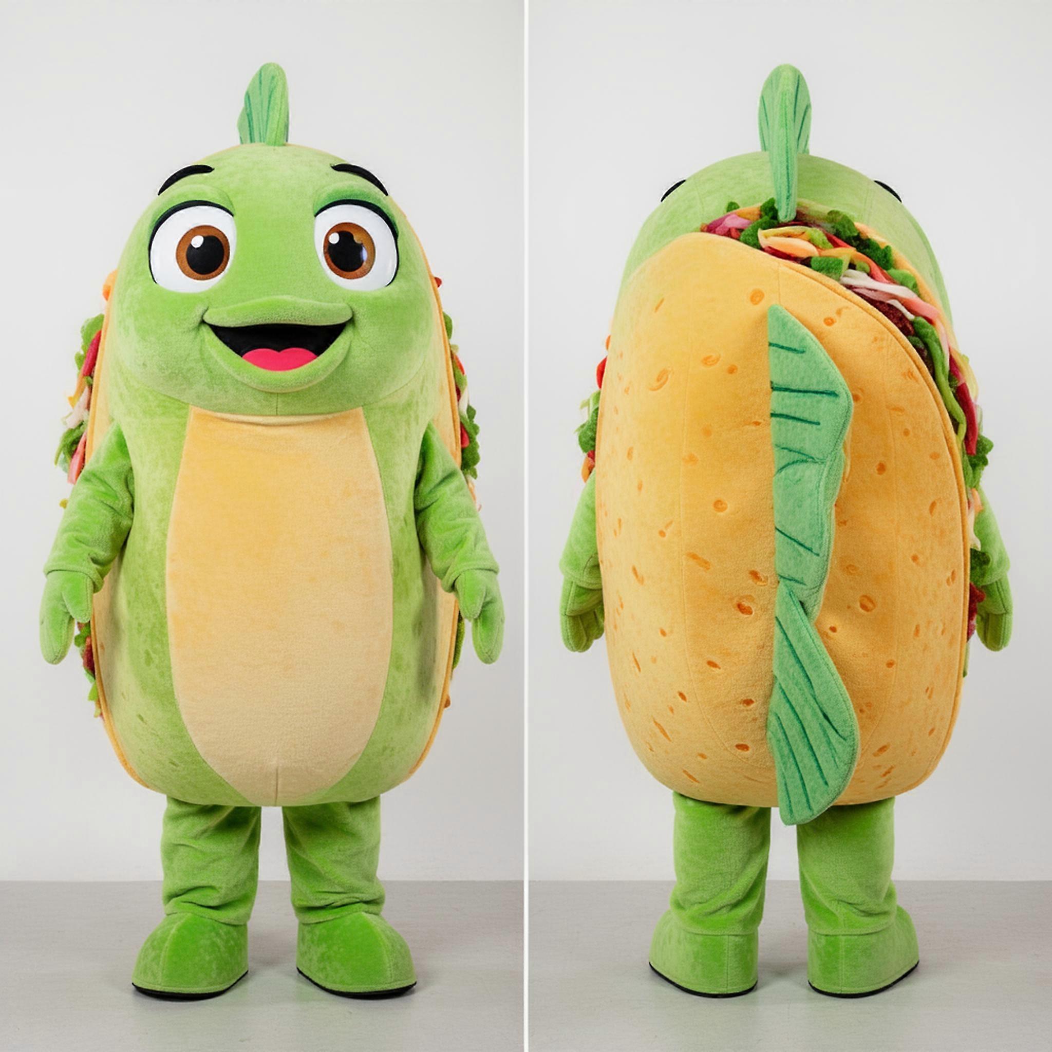MASTICOT Lime Green Fish Taco Mascot