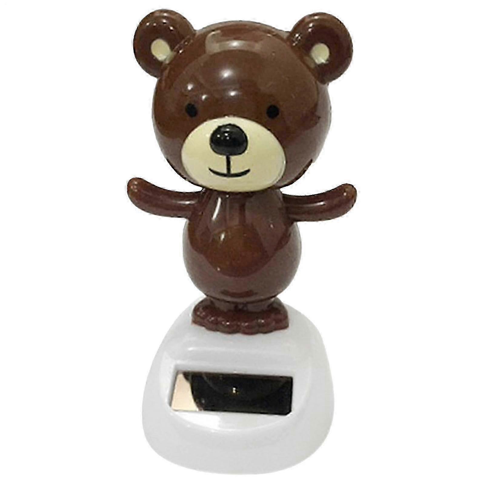 Solar-Powered Bobblehead Bear Decor