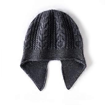 Women's Cashmere Cable Knit Beanie with Ear Warmers, Lightweight Warm Winter Hat for Skiing, Commuting and Outdoor Activities