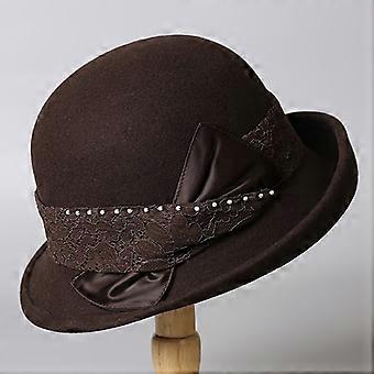 Women's Pure Wool Rolled-Edge Fisherman's Hat, Vintage Round Top, Stylish for Autumn Winter Outfits