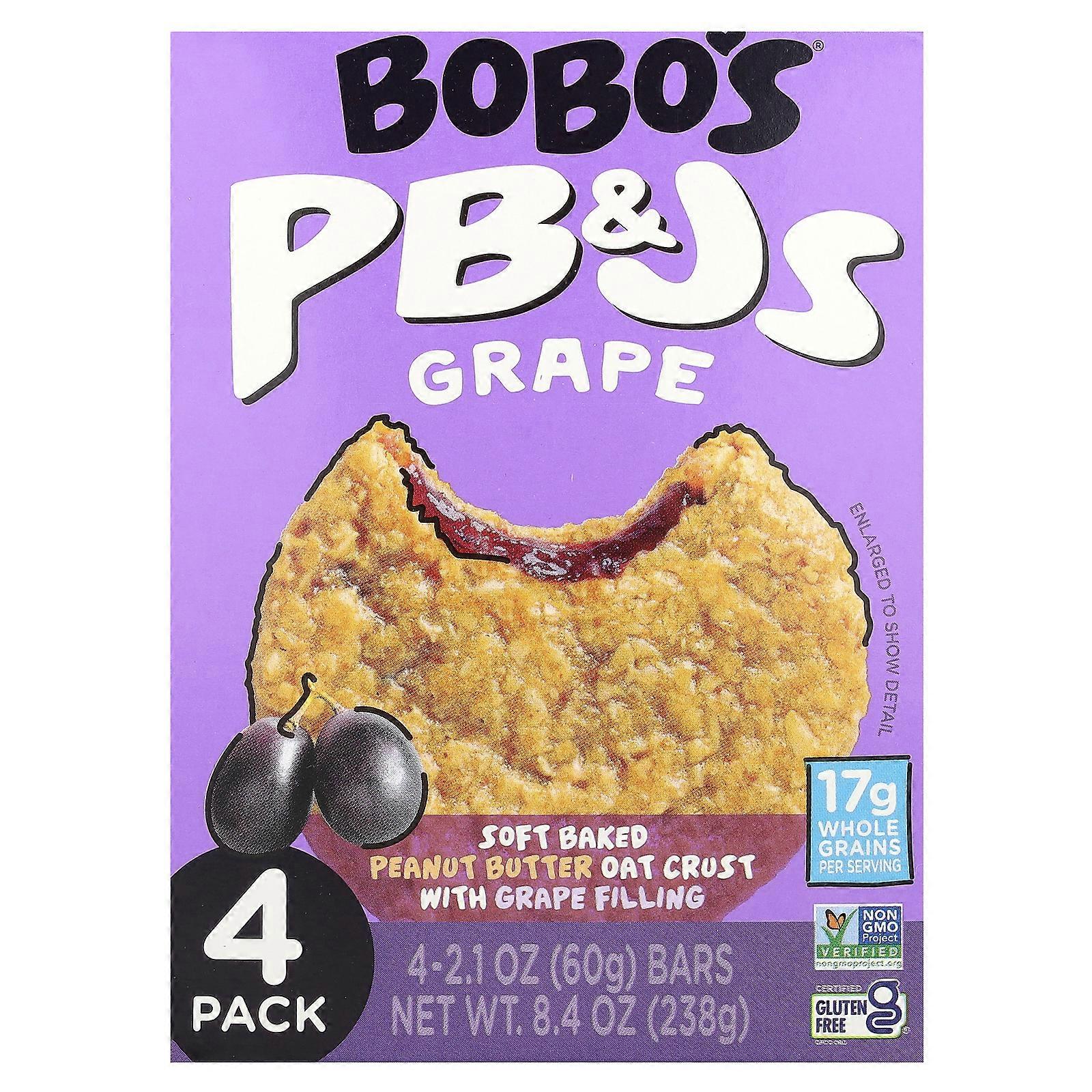 4 x Bobo's Oat Bars, PB&Js, Grape, 4 Bars, 2.1 oz (60 g) Each