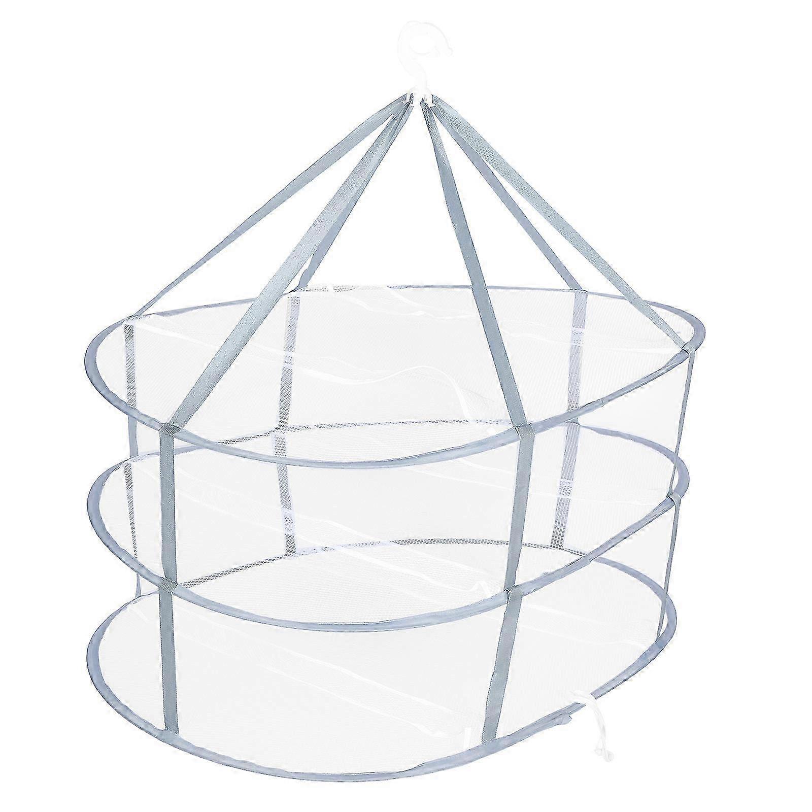Clothing Drying Basket Foldable Three Layers Rack compatible with Home Use