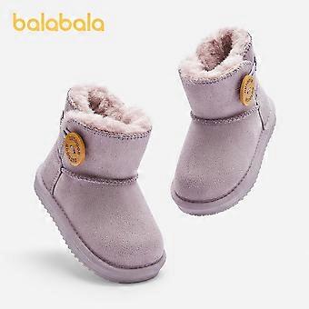 Kids' Warm Winter Boots, Soft Plush Lined Short Ankle Boots with Button Design for Boys and Girls