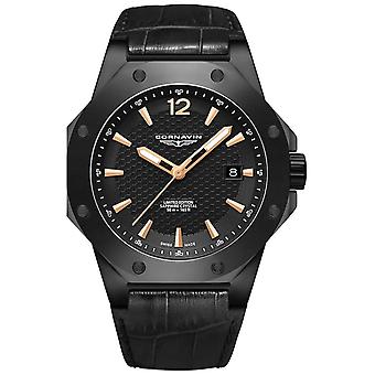 Innenstadt 3h Schweizer Quarz Analog Man Uhr mit Kuhfell Armband CO2021-2012