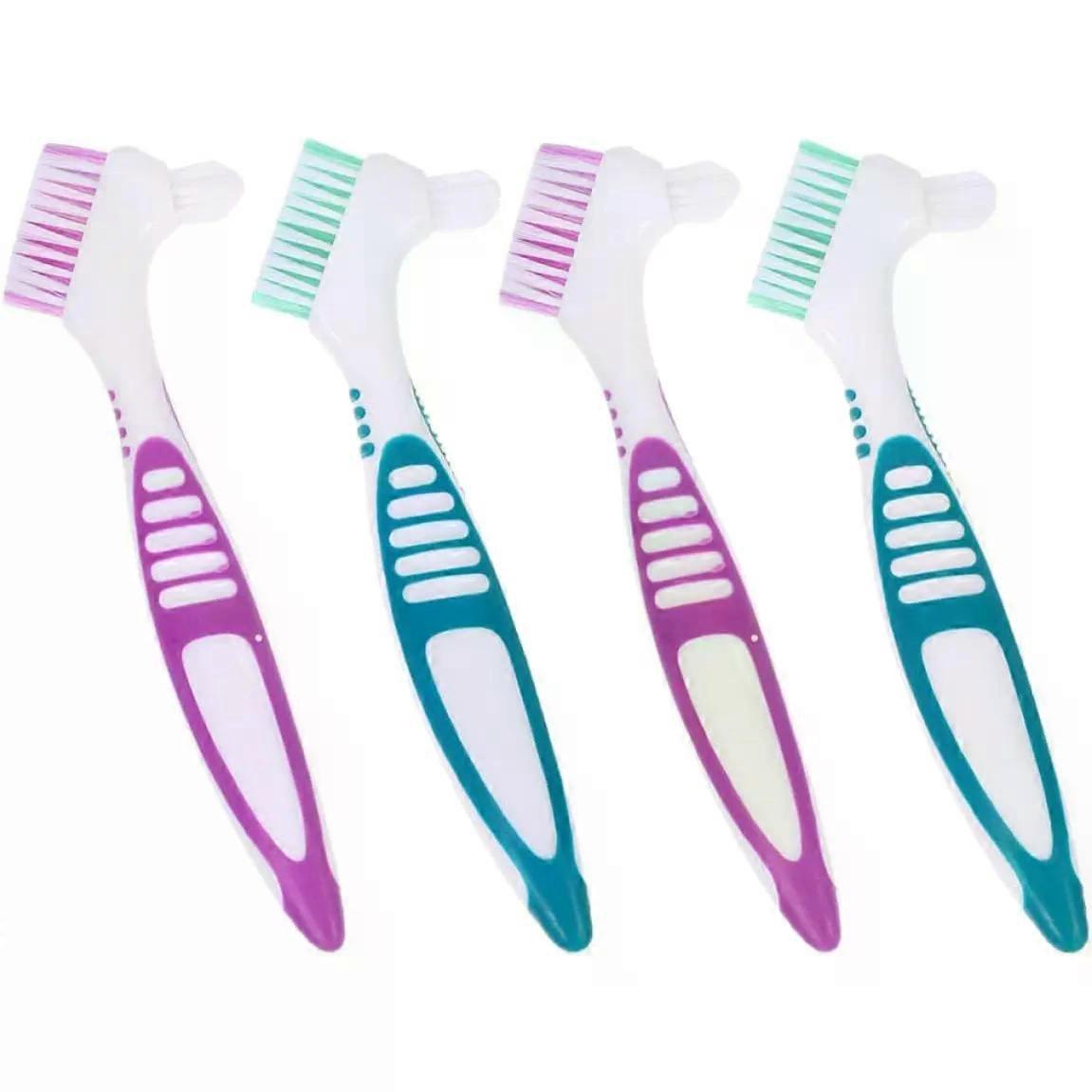 Nylon Hard Denture Cleaning Brush PP Double Sided 4pcs