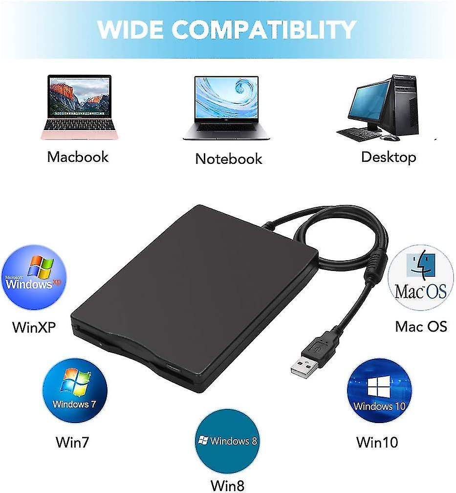 Usb μονάδα δισκέτας, USB εξωτερική μονάδα δισκέτας 1.44 MB λεπτή μονάδα τοποθέτησης και άμεσης λειτουργίας Fdd συμβατή με pc παράθυρα 2000 / xp (μαύρο)