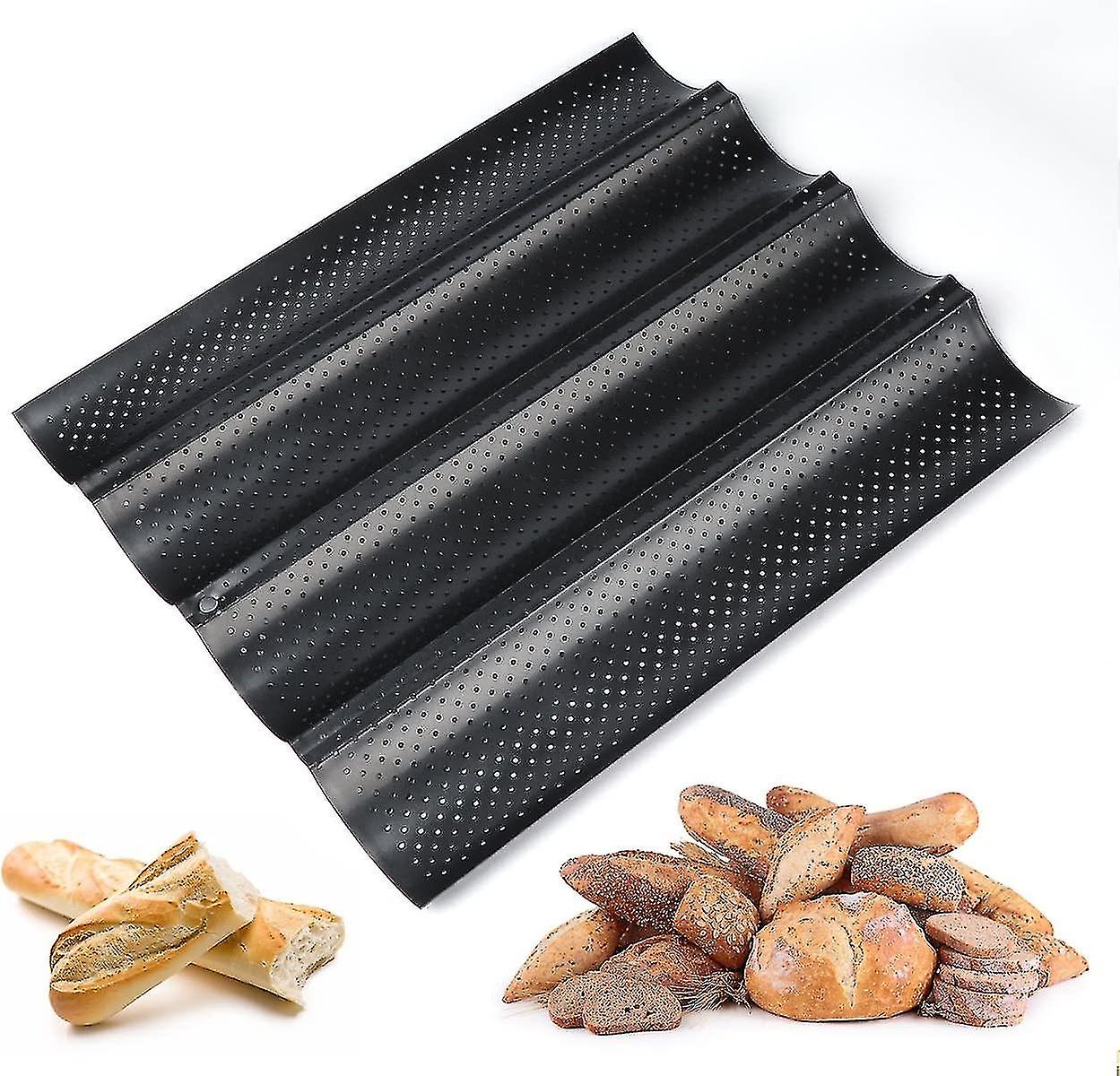 Perforert Baguette-stekebrett med non-stick belegg for 4 baguetter (a-5-f6)