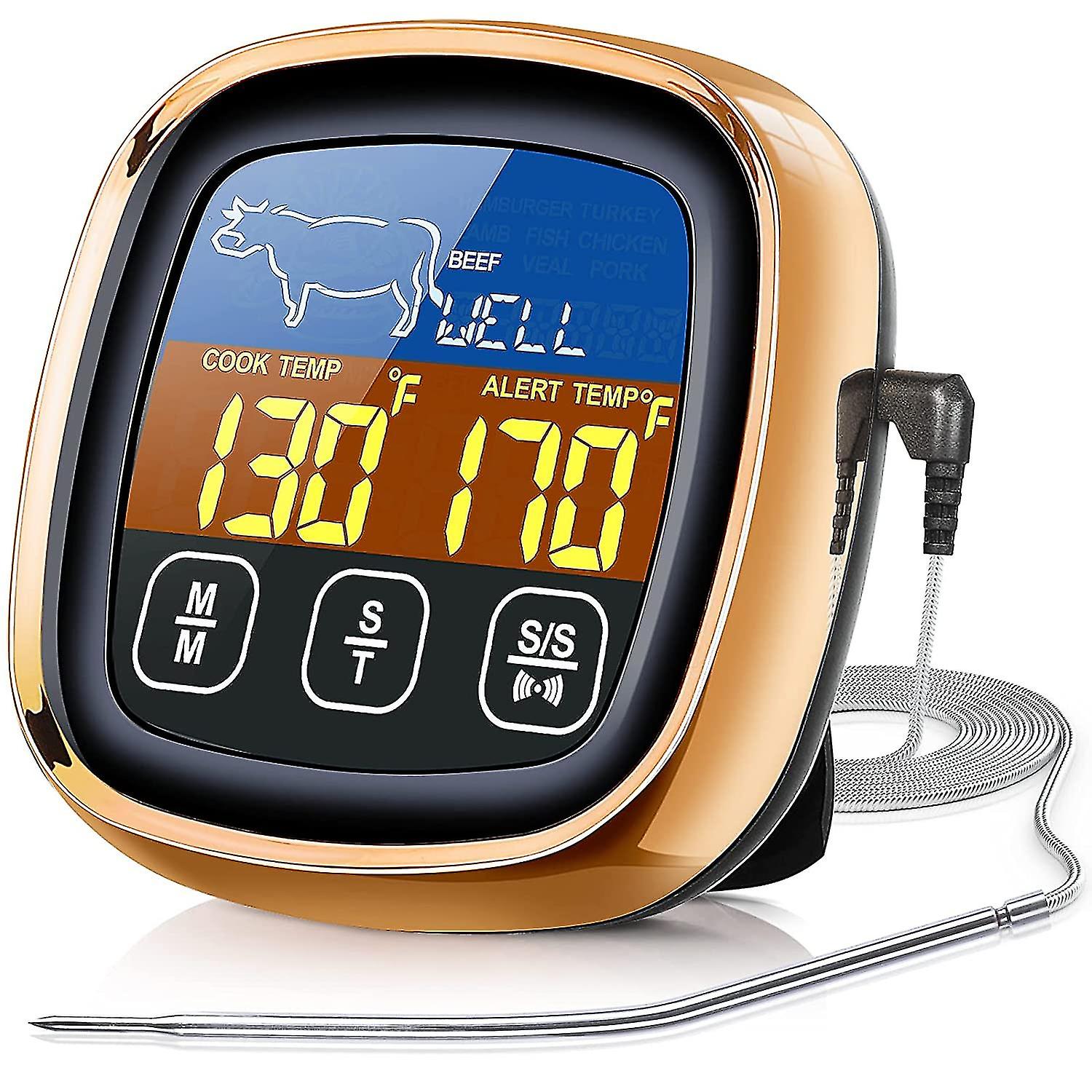 Upgraded Touchscreen Lcd Large Display Instant Read Food Thermometer With Backlight, Long Probe, Kitchen Timer, Cooking Thermometer For Bbq,ovendigita