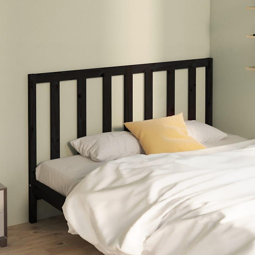Headboard Black 126x4x100 cm Solid Pine Wood