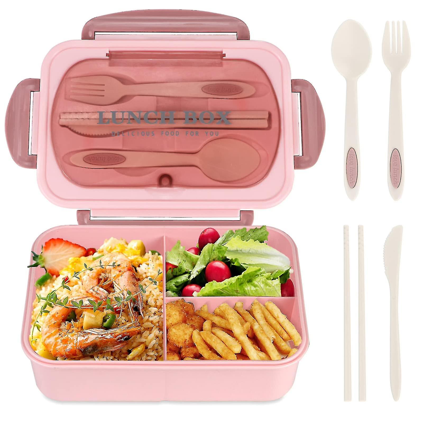 Lunch Box For Adults, 1200ml Kids Bento Box With 3 Comments, Leak Bento Lunch Box With Utensils, *chyi