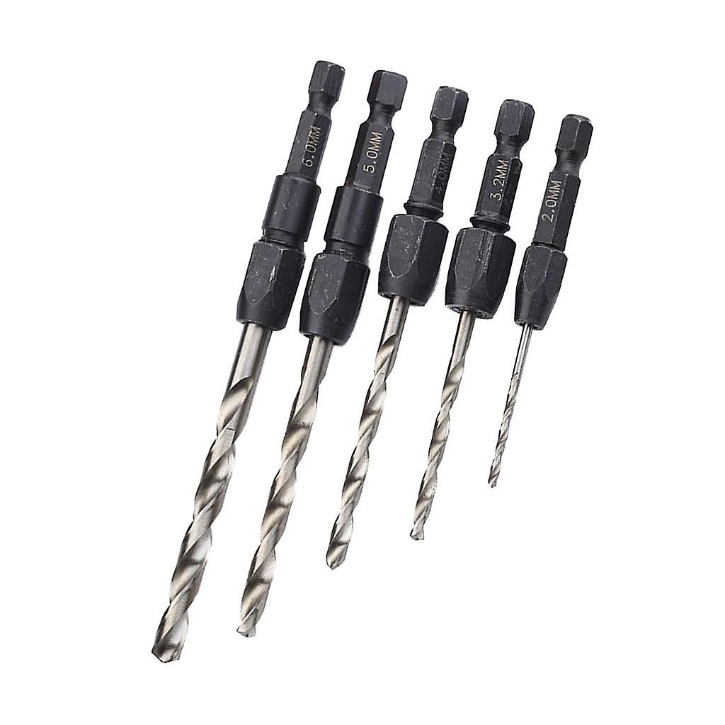 5 Pieces Quick Change Hex Shank Drill Bits Set High Speed Steel Drill Bits