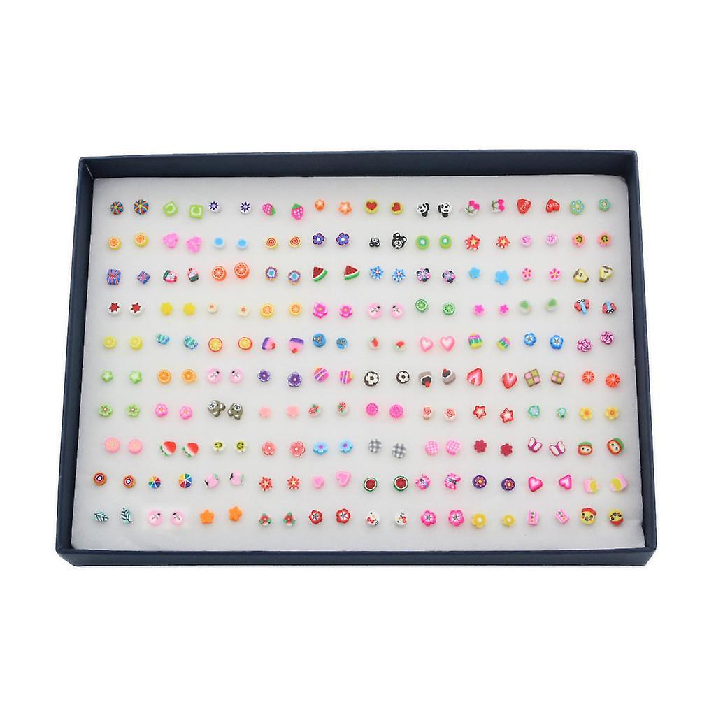 100 Pairs Mini Cartoon Cute Fruit Design Earrings Ear Stud Set Assorted Bulk
