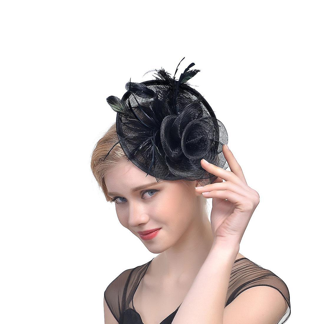 베일과 깃털이 있는 신부 웨딩 파티 Fascinators 모자, Pillbox 모자 칵테일 티 파티 모자