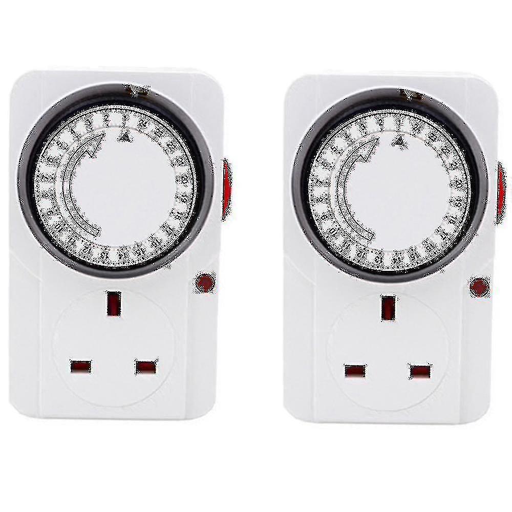 2x 24-hour Segmented Timer Switch-energy-saving Plug Timer Socket Kit-with Time Controller 3-pin Pl