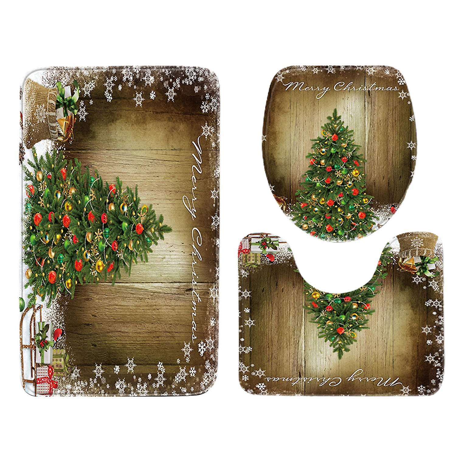 ZHOUBA 3Pcs / Set Housse de toilette Père Noël Thème Noël Coussin de toilette lavable écologique pou